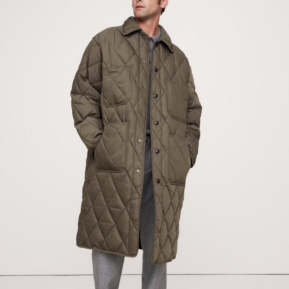Banana Republic Oversized Light Olive Green Quilted Carcoat